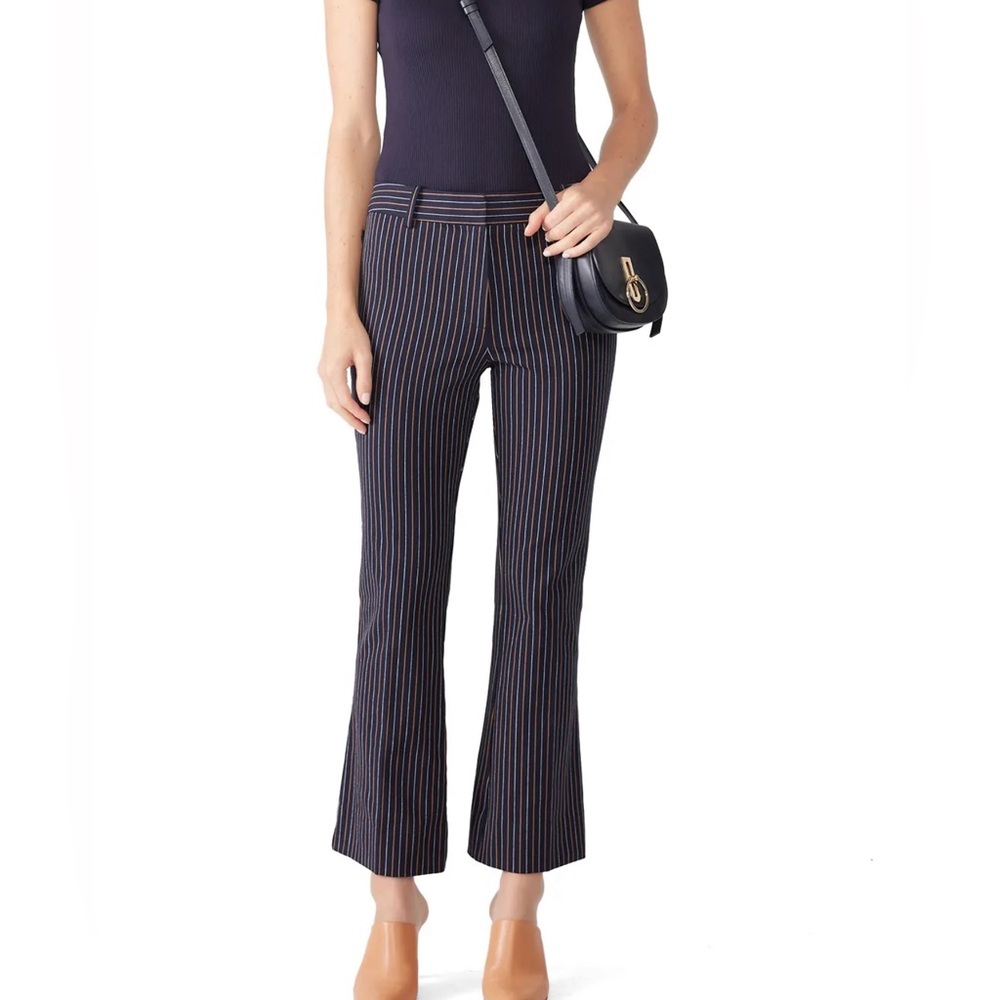 DEREK LAM 10 CROSBY - Pinstriped Cropped Flare Trousers